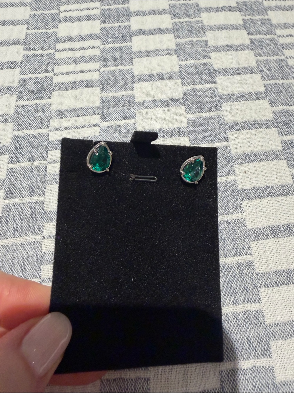 Emerald Teardrop Stud Earrings - TCW 3.08
